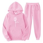 MaNMaNing Erkek sonbahar seti, kapüşonlu kazak, çiçek desenli ve püsküllü pantolon, gündelik, sportif, üniseks, erkek spor seti, Pembe., L