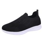 MaNMaNing Erkekler için Koşu Ayakkabıları 2023 Moda Örgü Dağcılık Günlük Spor Bağcıklı Katı Koşu Nefes Alabilir Yumuşak Alt Spor Ayakkabı Bayan Slip on Platform Ayakkabı, siyah, 8 UK