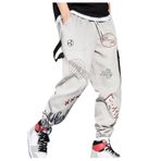 MaNMaNing Eşofman Altı Erkek 2021 Moda Erkek Bol Tulum Pantolon Hiphop Casual Street, Spor Giyim Kulübü Eşofman Altı Erkek Moda, Günlük Jogger Pantolonu, Beyaz, M