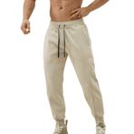 MaNMaNing Eşofman altı, erkek, ilkbahar, gündelik fitness koşu pantolonu, büzme ipli, bol bel, renk uyumlu pantolon cebi, bol polar koşu pantolonu, jogging eşofman altı, erkek, Bej, M