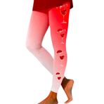 MaNMaNing Flare Moda Noel Baskılı Kışlık Watermelon Red Kadın Tayt