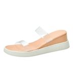 MaNMaNing Flip Flop Bej Özel Topuklu Kama Şeffaf Kauçuk Kadın Terlik