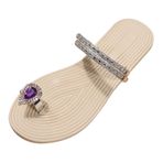 MaNMaNing Flip Flop Gladyatör Yapay Elmas Hafif Rahat Mor Kadın Terlik