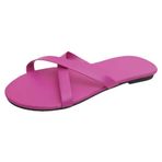 MaNMaNing Flip Flop Yaz Moda Açık Kare Geniş Fit Havalı Rahat Düşük Kama Sıcak Pembe Kadın Sandalet