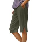 MaNMaNing Hafif kadın plaj şortu, cepli ve lastik bantlı, rahat, nefes alır, yazlık, rahat, kısa pantolon, kadın, basic rahat, asker yeşili, 4XL