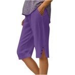 MaNMaNing Hafif kadın plaj şortu, cepli ve lastik bantlı, rahat, nefes alır, yazlık, rahat, kısa pantolon, kadın, basic rahat, Koyu Lila, L