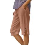 MaNMaNing Hafif kadın plaj şortu, cepli ve lastik bantlı, rahat, nefes alır, yazlık, rahat, kısa pantolon, kadın, basic rahat, Pembe altın, M