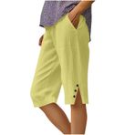 MaNMaNing Hafif kadın plaj şortu, cepli ve lastik bantlı, rahat, nefes alır, yazlık, rahat, kısa pantolon, kadın, basic rahat, Sarı, 5XL