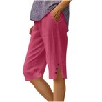MaNMaNing Hafif kadın plaj şortu, cepli ve lastik bantlı, rahat, nefes alır, yazlık, rahat, kısa pantolon, kadın, basic rahat, sıcak gül rengi, 4XL