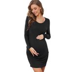 MaNMaNing Hemşirelik elbise kadınlar için yaz kısa kollu hemşirelik elbise gecelik emzirme Nightshirt elbise hamile giysileri Man021, siyah, XL