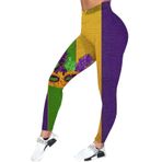 MaNMaNing Hip Lift Dar Kesim Karnaval Baskı Mor Kadın Tayt