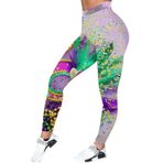 MaNMaNing Hip Lift Dar Kesim Karnaval Baskı Nane Yeşili Kadın Tayt