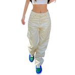MaNMaNing Kadın Bol Bol Paça Pantolon Yüksek Belli Düz Büyük Boy Streç Moda Y2K Bol Kesim Günlük Uzun Günlük Kot Kargo Kot Pantolon Cepli, beyaz, XL
