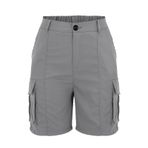 MaNMaNing Kadın bol kargo şort, çok cepli ve lastik belli düz kesim, nefes alır, yazlık kısa pantolon, kadın basic, Gy1., XL