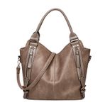 MaNMaNing Kadın Crossbody çanta moda yumuşak deri omuz Hobos çanta Tassle Charm Zip up üst kolu büyük bayanlar rahat sırt çantası, gri, One Size