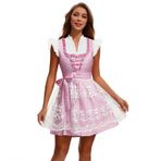 MaNMaNing Kadın Dirndl elbise, kısa kollu, bira baskılı, kostüm elbisesi, Oktoberfest sahnesi, hizmetçi kıyafeti, Pembe., M