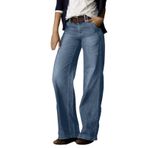MaNMaNing Kadın Düz Geniş Bacak Kot Streç Bol Sıkıntılı Bol Kesim Moda Günlük Orta Bel Bilek Boyu Kot Pantolon Cepli, mavi (Light Blue), XL