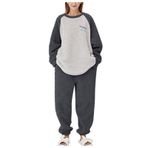MaNMaNing Kadın Gecelik Üniseks Üst Pantolon Sonbahar Kış Flanel Sıcak Yumuşak Kışlık Hırka Takım Pijama Bayan Sevimli Büyük Beden Hayvan Pijama Takımı, gri, XL