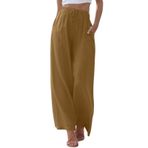 MaNMaNing Kadın Geniş Paça Pantolon Günlük Bol Yüksek Belli Moda İpli Elastik Rahat Düz Bacak Cepli Uzun Pantolon Yaz Çan Alt Salon Eşofman Y2K Kapri Lounge Eşofman, haki, XL