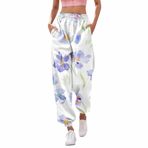 MaNMaNing Kadın Günlük Spor Salonu Spor Jogger Eşofman Altı ve Kışlık Eşofman Altı Cepli Pantolon Baskılı Bol Elastik Bel Pantolonu, Günlük Hip Hop, Spor Salonu, Koşu için, Beyaz-h, L