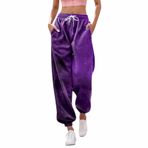 MaNMaNing Kadın Günlük Spor Salonu Spor Jogger Eşofman Altı ve Kışlık Eşofman Altı Cepli Pantolon Baskılı Bol Elastik Bel Pantolonu, Günlük Hip Hop, Spor Salonu, Koşu için, Mor-i, S