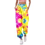 MaNMaNing Kadın Günlük Spor Salonu Spor Jogger Eşofman Altı ve Kışlık Eşofman Altı Cepli Pantolon Baskılı Bol Elastik Bel Pantolonu, Günlük Hip Hop, Spor Salonu, Koşu için, Sarı-d, XL