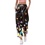 MaNMaNing Kadın Günlük Spor Salonu Spor Jogger Eşofman Altı ve Kışlık Eşofman Altı Cepli Pantolon Baskılı Bol Elastik Bel Pantolonu, Günlük Hip Hop, Spor Salonu, Koşu için, Siyah-f, L