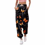 MaNMaNing Kadın Günlük Spor Salonu Spor Jogger Eşofman Altı ve Kışlık Eşofman Altı Cepli Pantolon Baskılı Bol Elastik Bel Pantolonu, Günlük Hip Hop, Spor Salonu, Koşu için, Turuncu-d, XXL