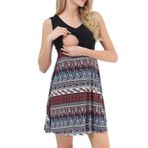 MaNMaNing Kadın hamile elbisesi Nur_Sing emzirme rahat etnik baskı yumuşak Patchwork rahat kolsuz bol kesim Midi gebelik yaz Sundress gecelik giysileri, siyah, L