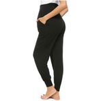 MaNMaNing Kadın Hamile Pantolon Rahat Rahat Esnek Katı Spor Gecelik, siyah, XL