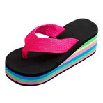 MaNMaNing Kadın kama sandalet 2023 çiçek taban plaj kalın taban Flip flop yaz plaj terlik su Strappy sandalet, kırmızı, 5.5 UK