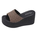 MaNMaNing Kadın Kama Sandalet Geniş Fit Platform Moda Yaz Kalın Taban Yüksek Topuk Düz Kayma Balık Ağzı Açık Parmak Günlük Rahat Yürüyüş Sandalet Bayanlar Tıknaz Plaj Kapalı Parmak Sandalet,