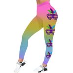 MaNMaNing Kadın Karnaval Renkli Baskılı Tüylü Günlük Dar Kaldırma Tayt Pantolon Karnaval Cosplay Parti Kostüm, Pembe., M
