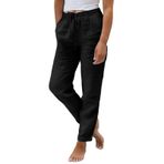 MaNMaNing Kadın keten pantolon, yazlık, geniş, rahat, lastikli hafif yazlık pantolon, pamuk, Siyah, 3XL