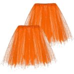 MaNMaNing Kadın Lace Up Mesh Tutu Etek Dans Moda Etek Yarım Etek Kadınlar için 2 Adet Etek Karnaval Kostümü, Turuncu., Tek Beden