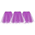 MaNMaNing Kadın Lace Up Mesh Tutu Etek Dans Moda Etek Yarım Etek Kadınlar için 3 Adet Etekler Karnaval için, Mor, Tek Beden