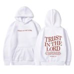 MaNMaNing Kadın Moda Kapüşonlu Sweatshirt Uzun Kollu Cepli Polar Kazak Harf Baskılı (Beyaz, M)