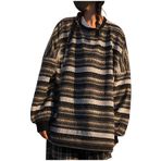 MaNMaNing Kadın örgü kazak büyük beden yuvarlak yaka uzun kollu çizgili kolej örgü kazak genç kız kazak retro Kore moda kazak kadın örgü ürünleri Harajuku kıyafet üst parça, Siyah, M