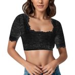 MaNMaNing Kadın şık klasik Oktoberfest Dirndl bluzu dantelli basic atlet iç çamaşırı kadın üst giyim, Siyah, XL