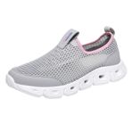 MaNMaNing Kadın Slip on sneakers hafif nefes örgü esnek koşu yürüyüş ayakkabısı rahat atletik kalın yumuşak taban rahat bayanlar spor salonu çorap spor ayakkabı, gri, 5.5 UK 3X-Narrow