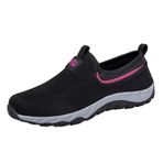 MaNMaNing Kadın Slip on sneakers hafif nefes örgü örgü esnek koşu yürüyüş ayakkabısı Lace up rahat atletik kalın taban rahat bayanlar spor spor ayakkabı, sıcak pembe, 4.5 UK Wide