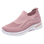 MaNMaNing Kadın Slip on sneakers hafif nefes örgü örgü esnek koşu yürüyüş ayakkabısı rahat atletik kalın yumuşak taban rahat bayanlar spor spor ayakkabı, pinguin gri, 5 UK