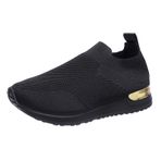 MaNMaNing Kadın Slip on Trainers Hafif Nefes Örgü Esnek Koşu Yürüyüş Ayakkabıları Konfor Atletik Yumuşak Düz Taban Hava Yastığı Bayanlar Günlük Moda Spor Salonu Çorap Spor Ayakkabı, siyah, 4 UK