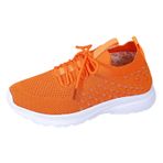 MaNMaNing Kadın Slip on Trainers Lace up Hafif Nefes Örgü Örgü Esnek Koşu Yürüyüş Ayakkabıları Rahat Atletik Kalın Yumuşak Taban Günlük Bayanlar Spor Salonu Spor Çorap Spor Ayakkabı, Turuncu, 5 UK