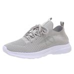 MaNMaNing Kadın Slip on Trainers Mesh Örme Esnek Koşu Yürüyüş Ayakkabıları Bağcıklı Hafif Nefes Alabilir Rahat Atletik Yumuşak Taban Günlük Bayanlar Spor Salonu Spor Çorap Spor Ayakkabı, gri, 6 UK