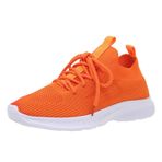MaNMaNing Kadın Slip on Trainers Mesh Örme Esnek Koşu Yürüyüş Ayakkabıları Bağcıklı Hafif Nefes Alabilir Rahat Atletik Yumuşak Taban Günlük Bayanlar Spor Salonu Spor Çorap Spor Ayakkabı, Turuncu, 6 UK