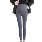 MaNMaNing Kadın Tayt Karın Contorl Moda Sıcak Büyük Beden Kadife Kalın Hamile Giyim Göbek Deri Yoga Pantolonu Termal Tayt, gri, XL