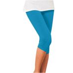 MaNMaNing Kadın Taytları Günlük Moda Elastik Pileli Kırpılmış Tayt Asılı Tendon Kalem Şort Tayt Büyük Beden, Kloş Tayt, Kırpılmış Tayt, mavi (Light Blue), M
