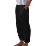 MaNMaNing Kadın uzun pantolon, yazlık, elastik bel, keten karışımı, rahat, rahat, günlük kullanım ve dış mekan için rahat pantolon, Siyah, S