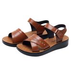MaNMaNing Kadın yaz düz sandalet yaz eğim topuk eğim moda rahat terlik sandalet bayanlar hafif rahat gladyatör plaj ayakkabısı, kahverengi, 5 UK 3X-Narrow